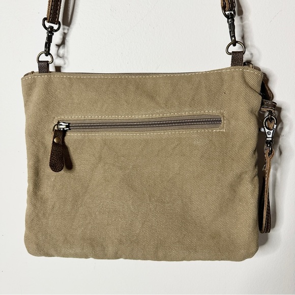 Myra Bag Crossbody Cotton Tapestry Leather Straps S-2920 - Picture 2 of 6